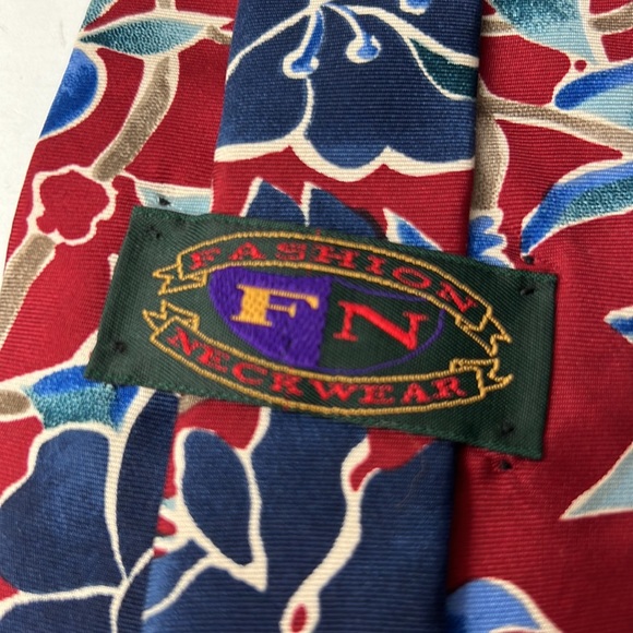 FN Fashion Neckwear Necktie Red Blue Floral All Silk Men Accessories Neck Tie - Picture 2 of 7